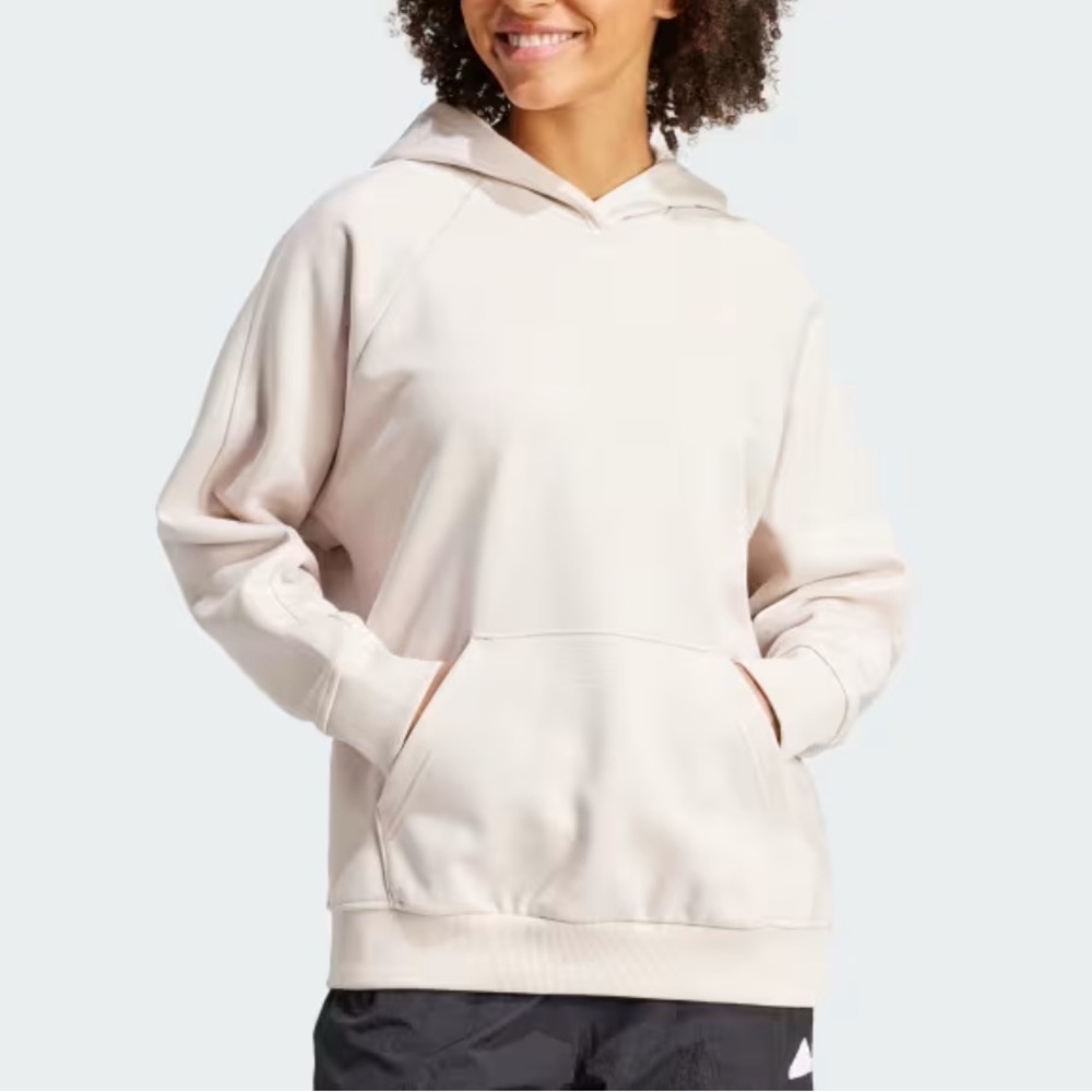 Adidas Cream All Szn Boyfriend Fleece Sweatshirt Hoodie Cotton Blend New Sz S - Picture 14 of 14